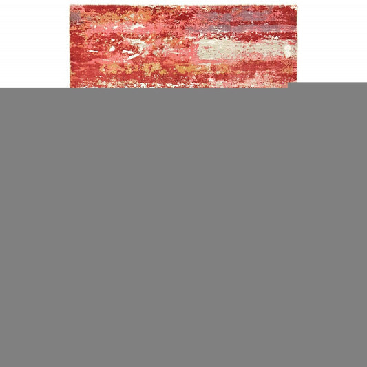 10' X 14' Pink And Red Abstract Hand Loomed Stain Resistant Area Rug