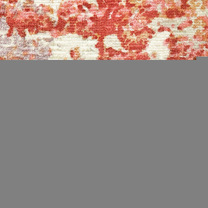 10' X 14' Pink And Red Abstract Hand Loomed Stain Resistant Area Rug