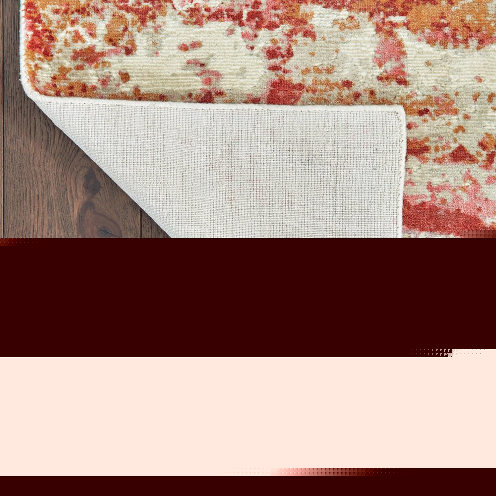 9' X 12' Pink And Red Abstract Hand Loomed Stain Resistant Area Rug