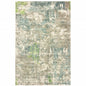 10' X 14' Blue And Green Abstract Hand Loomed Stain Resistant Area Rug