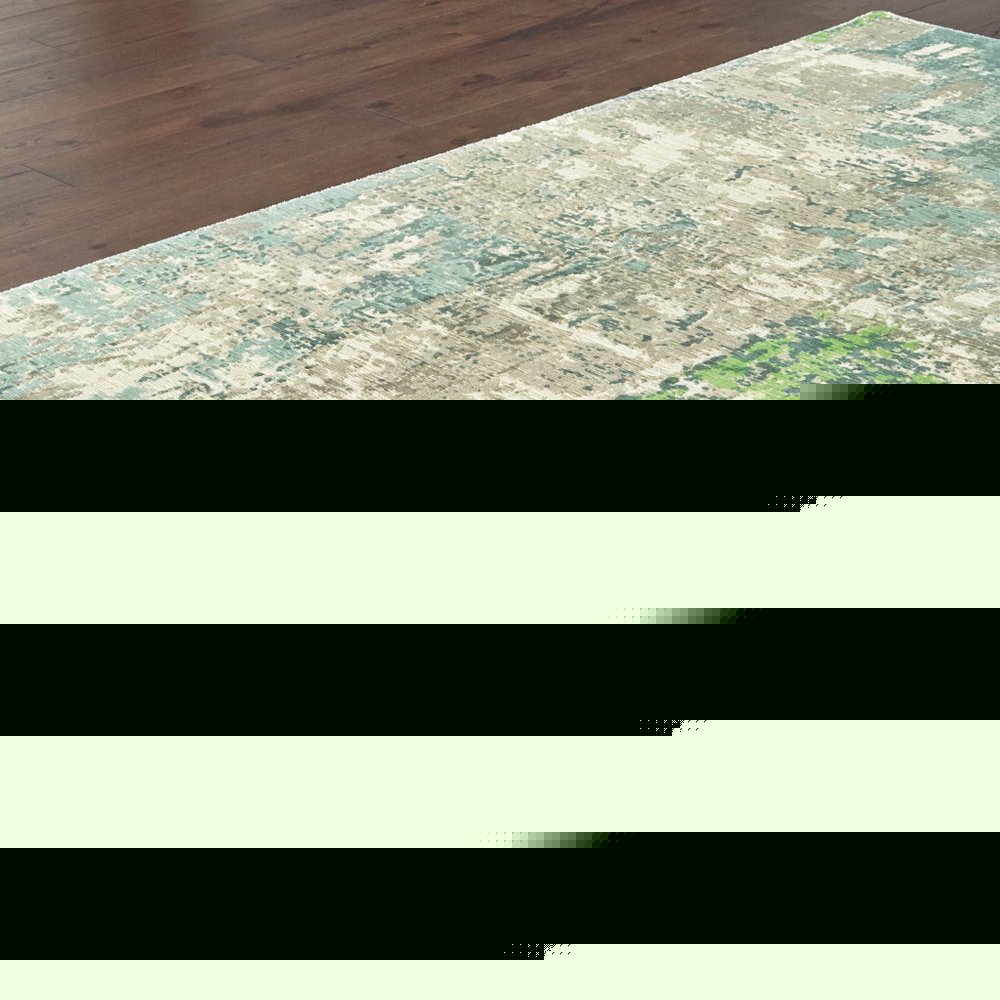 8' X 10' Blue And Green Abstract Hand Loomed Stain Resistant Area Rug