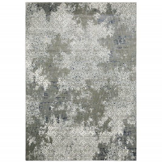 4' X 6' Ivory Grey Blue And Taupe Abstract Power Loom Stain Resistant Area Rug