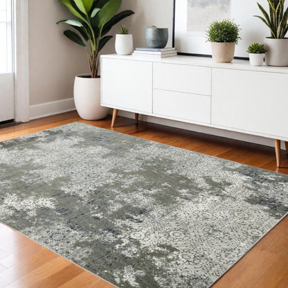 4' X 6' Beige And Gray Abstract Distressed Area Rug