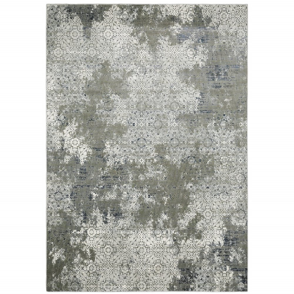 5' X 8' Beige And Gray Abstract Distressed Area Rug
