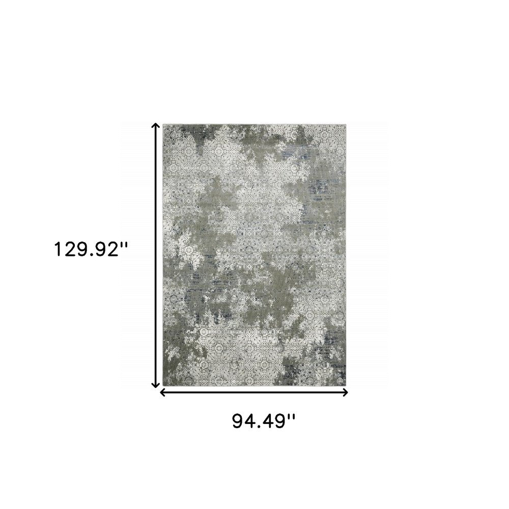 8' X 11' Beige And Gray Abstract Distressed Area Rug