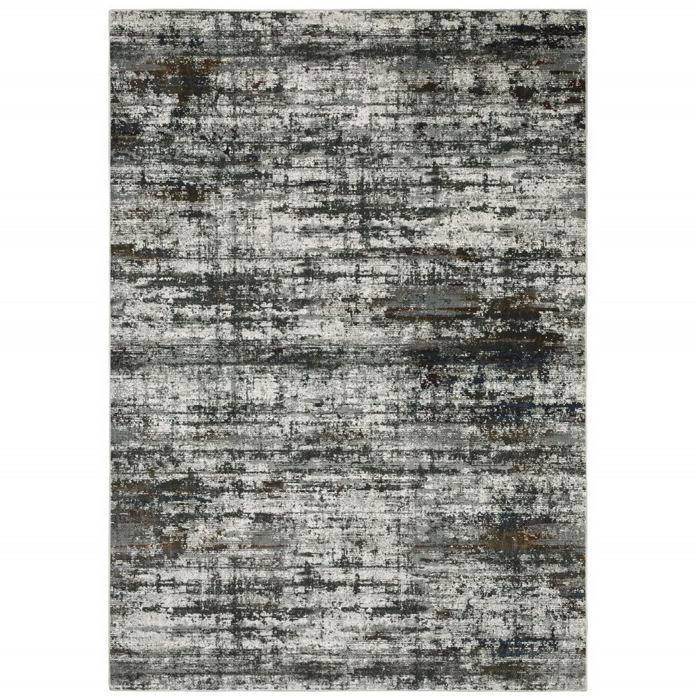 4' X 6' Charcoal And Gray Abstract Distressed Area Rug