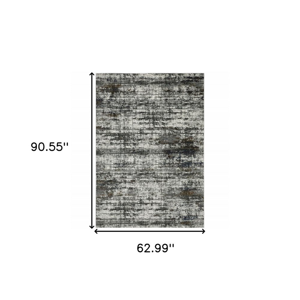5' X 8' Charcoal And Gray Abstract Distressed Area Rug