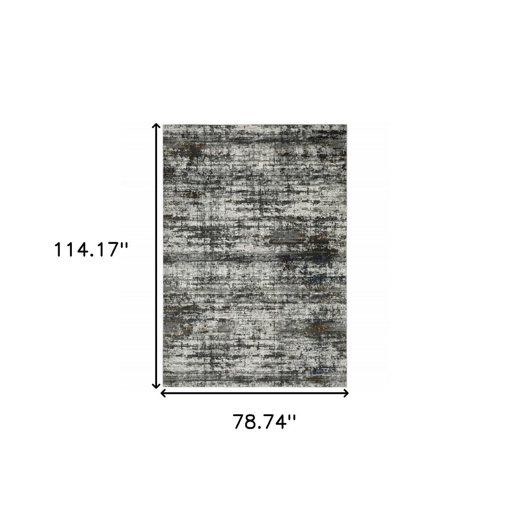7' X 10' Charcoal And Gray Abstract Distressed Area Rug