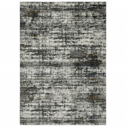 8' X 11' Charcoal And Gray Abstract Distressed Area Rug
