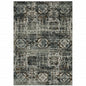 5' X 8' Charcoal Gray And White Oriental Distressed Area Rug