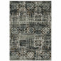 8' X 11' Charcoal Gray And White Oriental Distressed Area Rug