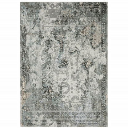 5' X 8' Gray And Ivory Oriental Distressed Area Rug