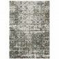 4' X 6' Ivory Grey Charcoal Rust Gold And Brown Oriental Power Loom Stain Resistant Area Rug