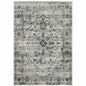 10' X 13' Ivory Grey Charcoal Blue And Taupe Oriental Power Loom Stain Resistant Area Rug