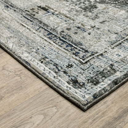4' X 6' Charcoal And Gray Oriental Distressed Area Rug
