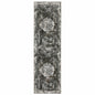 2' X 8' Charcoal Rust Grey Blue Ivory And Brown Oriental Power Loom Stain Resistant Runner Rug