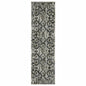 2' X 8' Ivory Charcoal Grey Blue Rust Gold And Brown Oriental Power Loom Stain Resistant Runner Rug