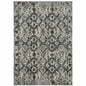 4' X 6' Ivory Charcoal Grey Blue Rust Gold And Brown Oriental Power Loom Stain Resistant Area Rug