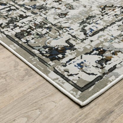 5' X 8' Charcoal And Gray Oriental Distressed Area Rug