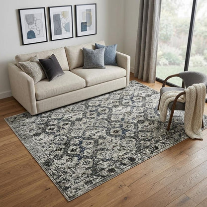 5' X 8' Charcoal And Gray Oriental Distressed Area Rug