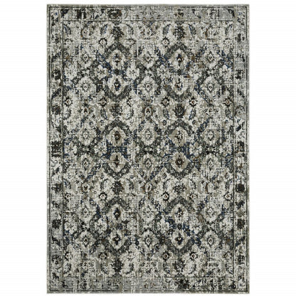 10' X 13' Black and Gray Oriental Power Loom Area Rug