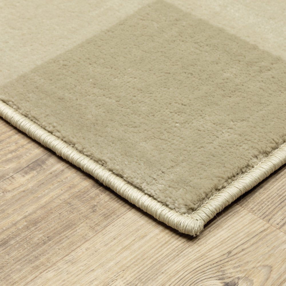 4' X 6' Beige And Ivory Geometric Power Loom Stain Resistant Area Rug