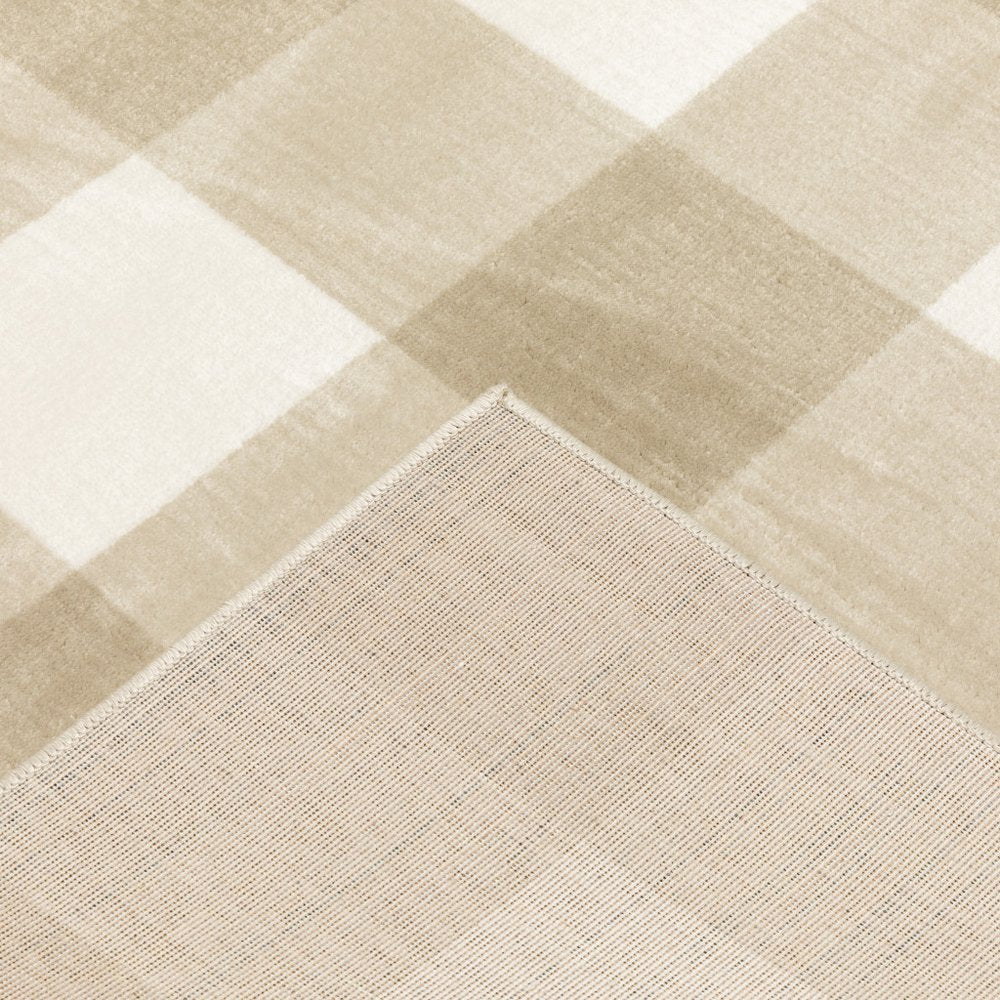 4' X 6' Beige And Ivory Geometric Power Loom Stain Resistant Area Rug