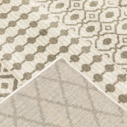 2' X 8' Ivory And Grey Geometric Power Loom Stain Resistant Runner Rug