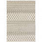5' X 7' Ivory And Grey Geometric Power Loom Stain Resistant Area Rug