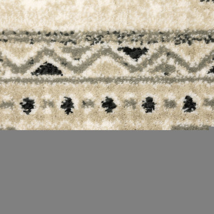 4' X 6' Ivory Grey Black And Ivory Southwestern Power Loom Stain Resistant Area Rug