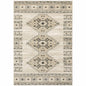 7' X 9' Gray And Ivory Southwestern Area Rug