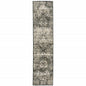 2' X 8' Black Grey Tan And Ivory Oriental Power Loom Stain Resistant Runner Rug