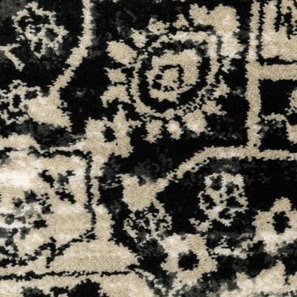 7' X 9' Gray And Ivory Oriental Area Rug