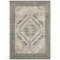 10' X 13' Ivory And Gray Oriental Distressed Area Rug