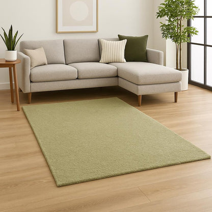 10' X 13' Olive Green Shag Tufted Handmade Stain Resistant Area Rug