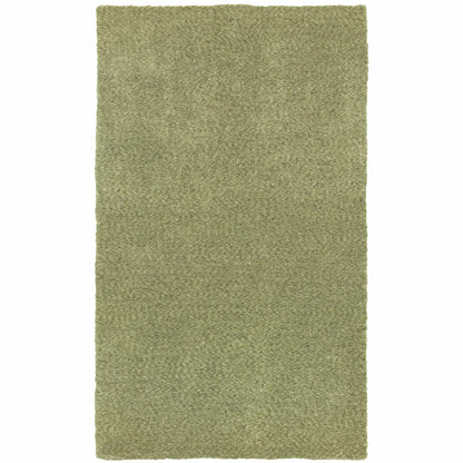 3' X 5' Olive Green Shag Tufted Handmade Stain Resistant Area Rug