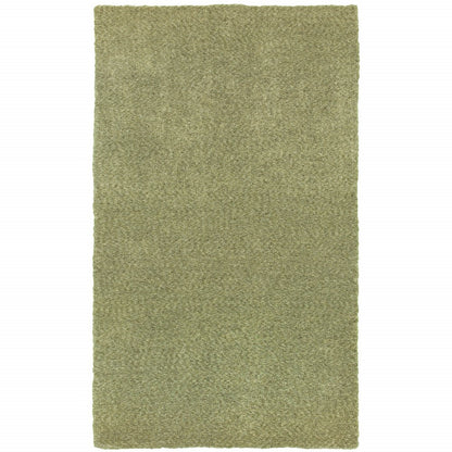 6' X 9' Olive Green Shag Tufted Handmade Stain Resistant Area Rug