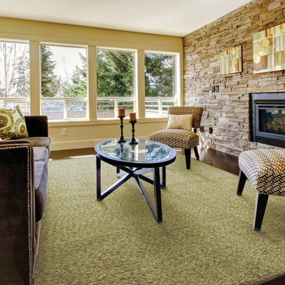 6' X 9' Olive Green Shag Tufted Handmade Stain Resistant Area Rug