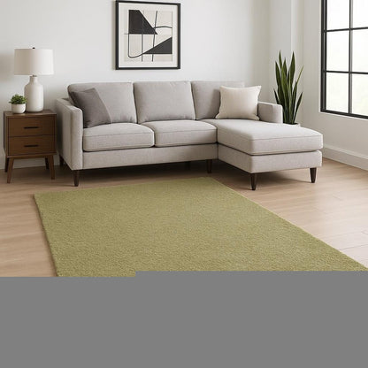 6' X 9' Olive Green Shag Tufted Handmade Stain Resistant Area Rug