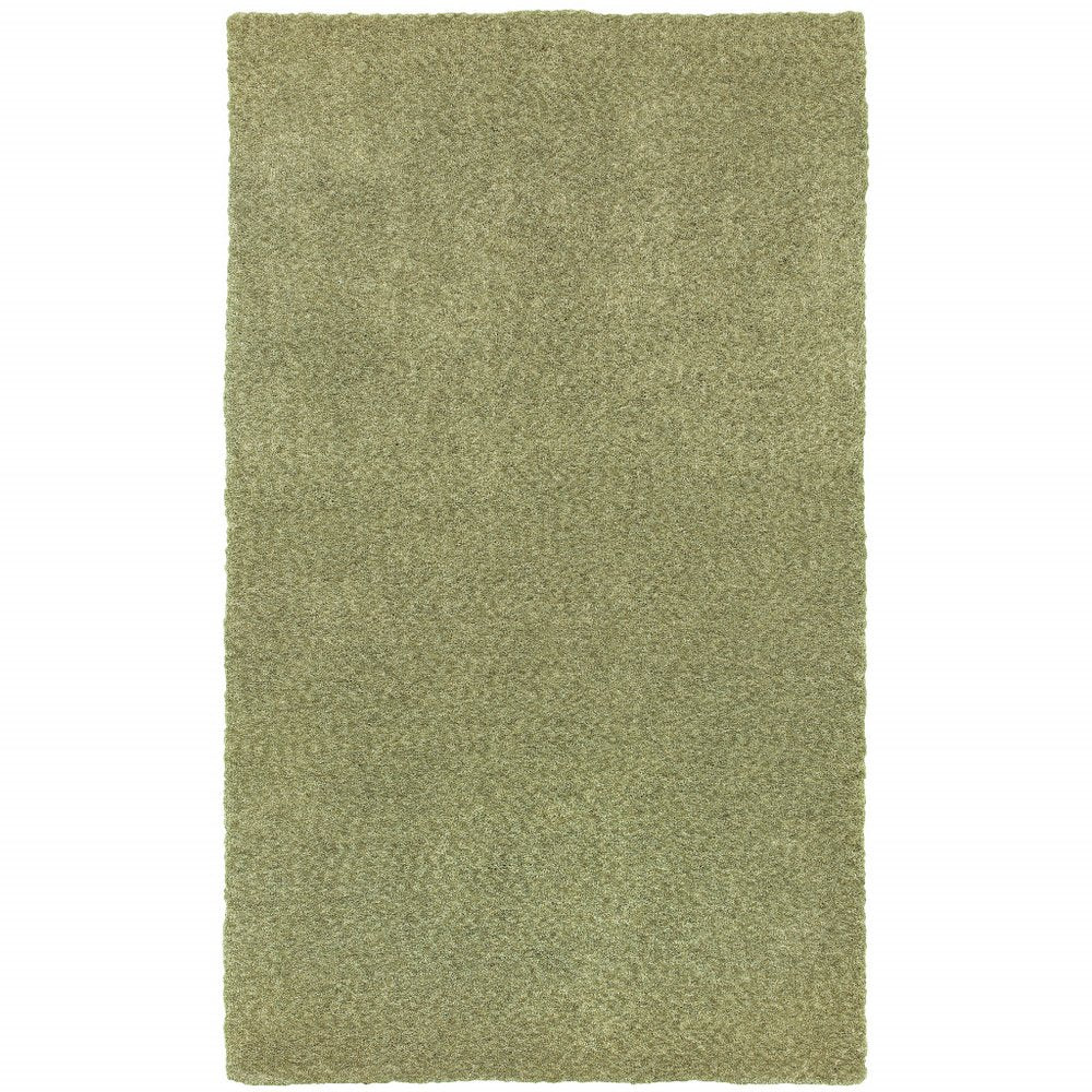8' X 11' Olive Green Shag Tufted Handmade Stain Resistant Area Rug