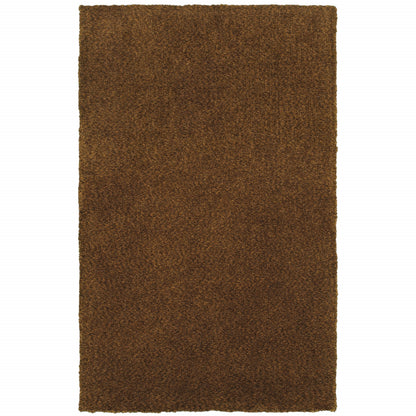 3' X 5' Brown Shag Tufted Handmade Stain Resistant Area Rug