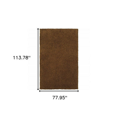 6' X 9' Brown Shag Tufted Handmade Stain Resistant Area Rug