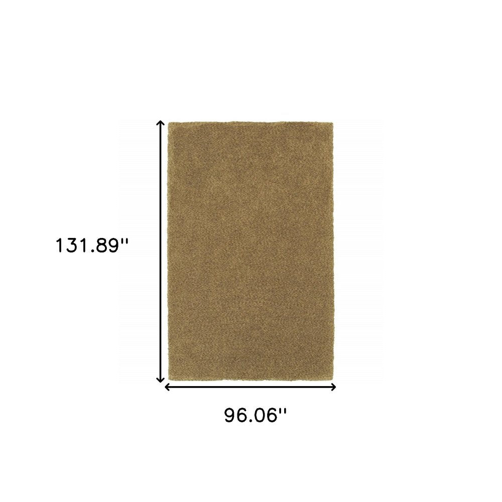 8' X 11' Rich Gold Shag Tufted Handmade Stain Resistant Area Rug