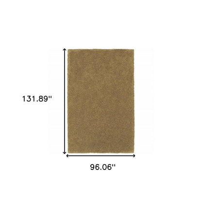 8' X 11' Rich Gold Shag Tufted Handmade Stain Resistant Area Rug