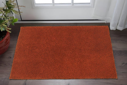3' X 5' Rust Red Shag Tufted Handmade Stain Resistant Area Rug