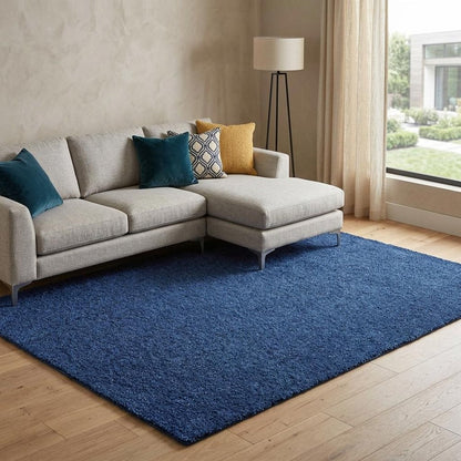 10' X 13' Blue Shag Hand Tufted Area Rug