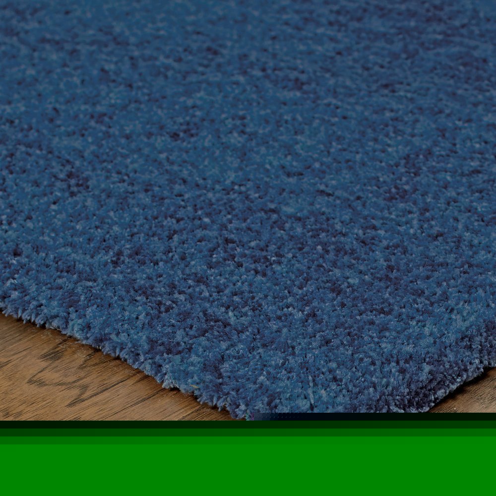 3' X 5' Deep Blue Shag Tufted Handmade Stain Resistant Area Rug