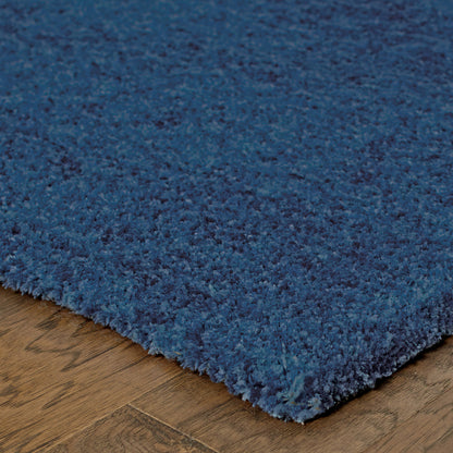 8' X 11' Deep Blue Shag Tufted Handmade Stain Resistant Area Rug