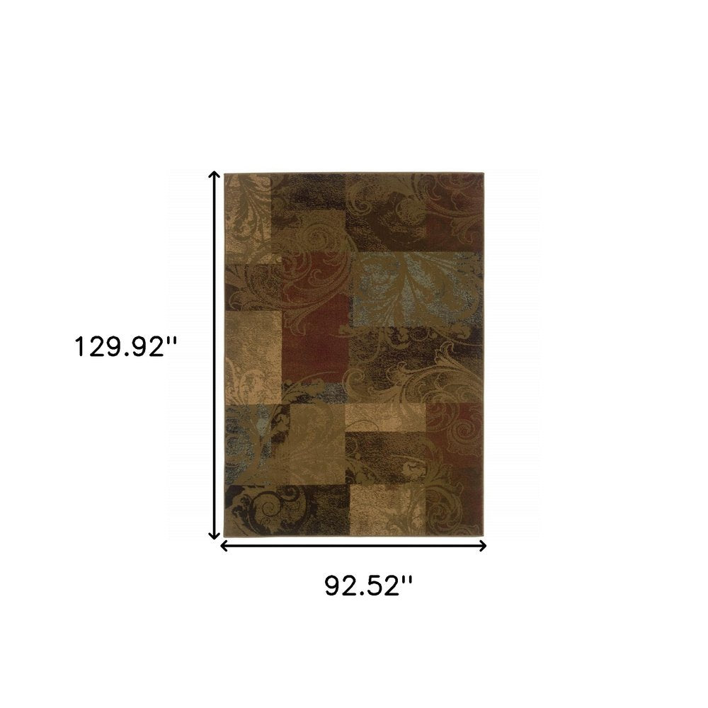 8' X 11' Green Red And Black Geometric Area Rug