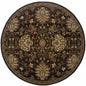 8' Brown Round Oriental Power Loom Stain Resistant Area Rug